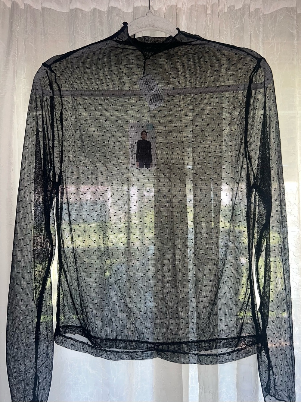 Serra Black Sheer Mesh Layering lace Top NWT Large Whimsigoth Fairy Grunge Y2K